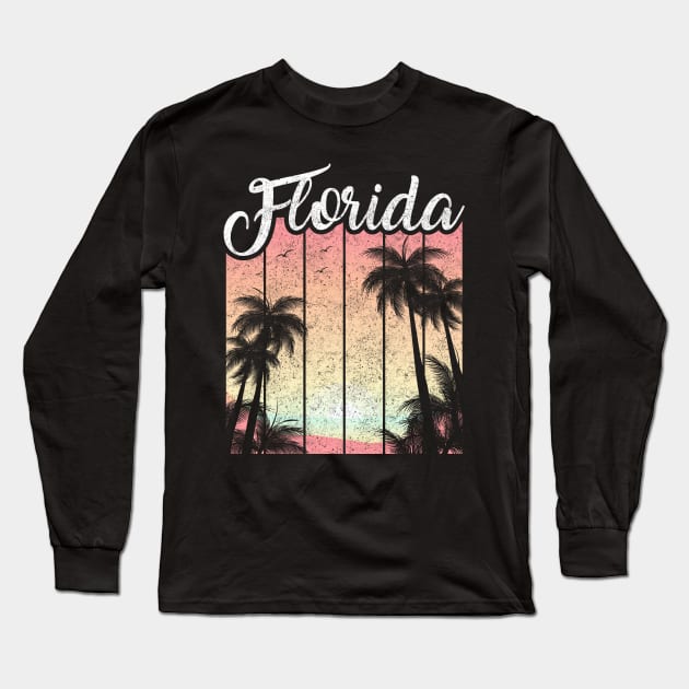 Retro Florida Is Calling Silhouette Vacation Long Sleeve T-Shirt by theperfectpresents